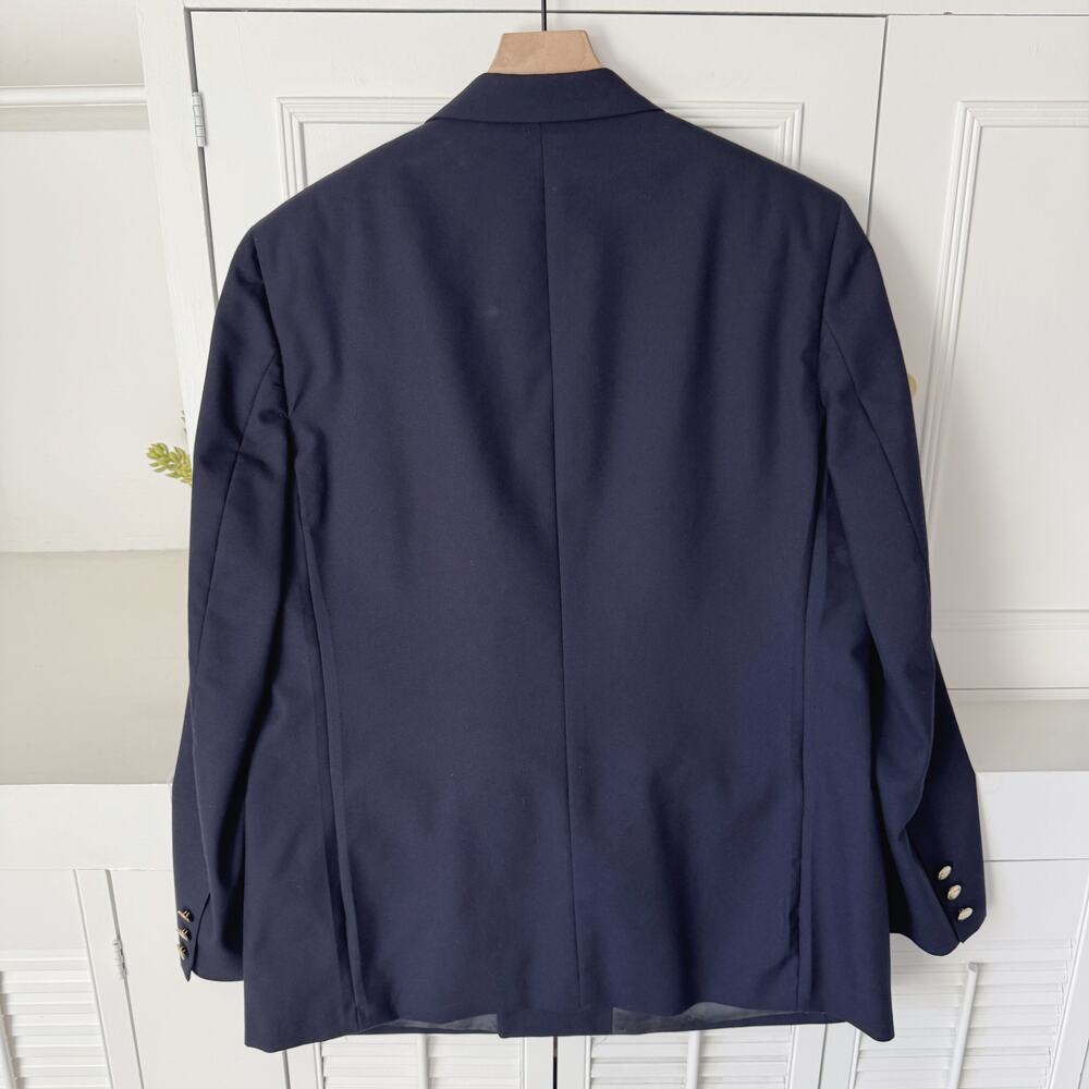 Vintage Burberrys' Navy Blue 100% Wool Double Breasted Sport Coat Blazer Size XL - Picture 2 of 6